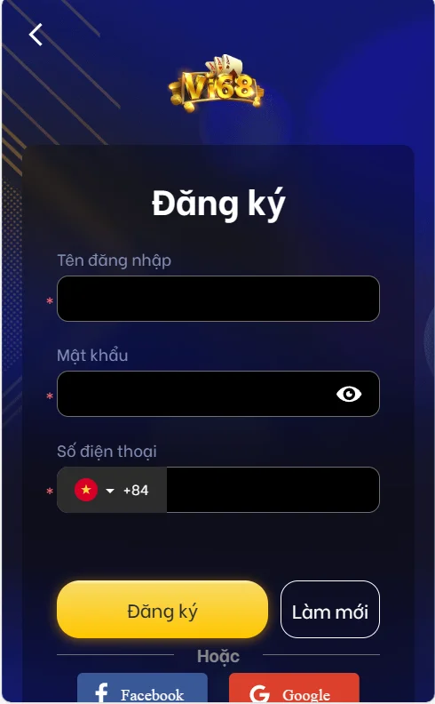 Form đăng Vi68 ký chi tiết 