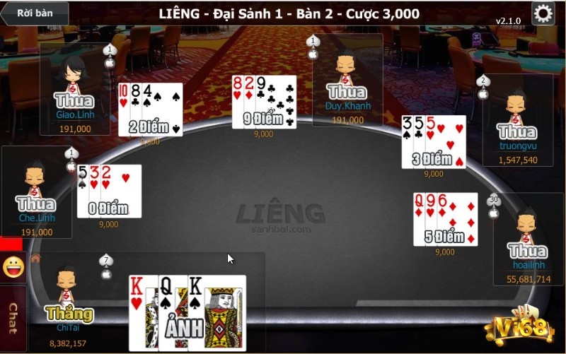 Cách tính điểm bài liêng