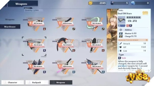 Vũ khí game chia thành nhiều loại, từ R đến SSR