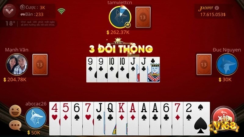 3 đôi thông ( Đôi 9 - Đôi 10 - Đôi J) trong luật chơi bài tiến lên miền Nam