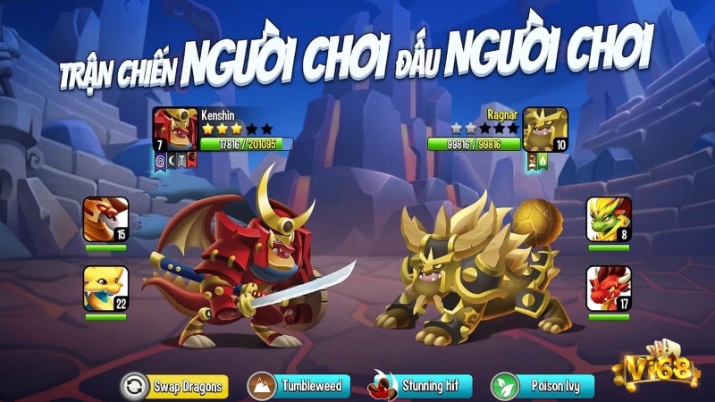 Tham gia trận đấu bạn sẽ phải lựa chọn đội hình rồng phù hợp để chúng phát huy tối đa sức mạnh