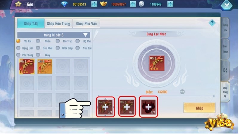 Ghép trang bị để nâng cấp sao tăng sức mạnh