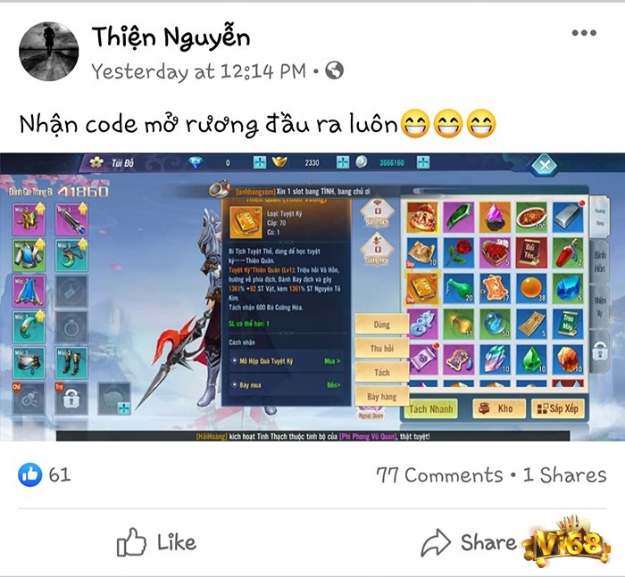 Code VIP tặng quà, tăng lực chiến miễn phí