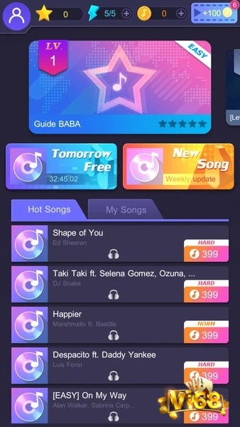 Game Tap Tap Music có kho nhạc phong phú được cập nhật liên tục