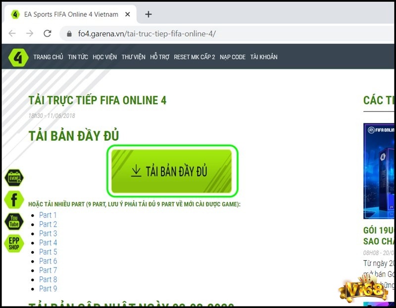 Đi đến trang FC Online chính thức
