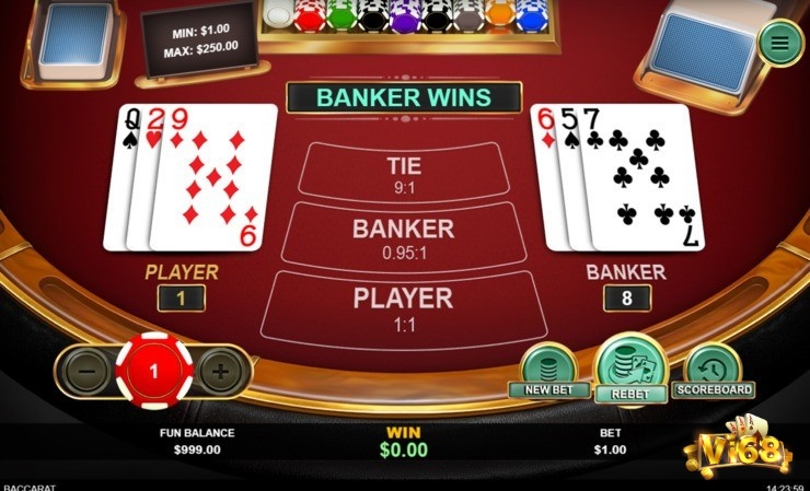 Xác định thắng thua bằng kết quả khi so sánh tổng điểm nhà cái và người chơi trong baccarat